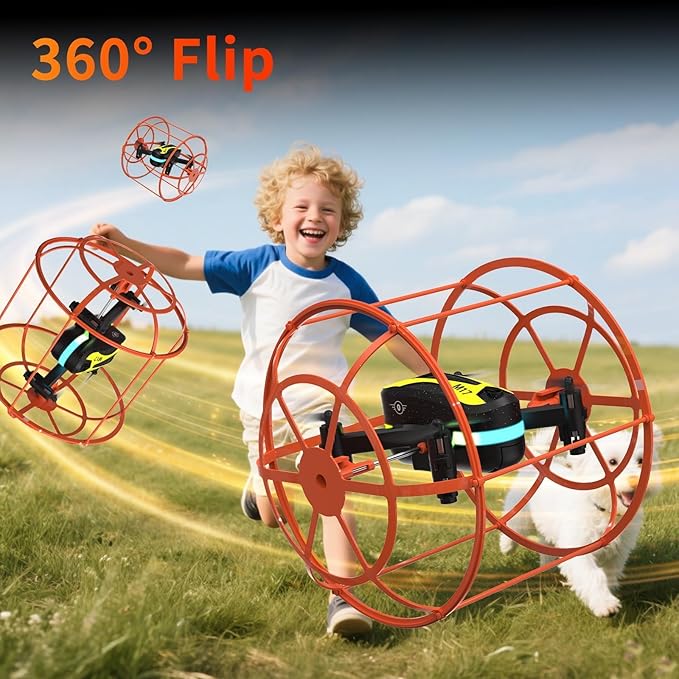 M17 Protective Cover Mini Drone RC Quadcopter for Beginners Land-Air Dual Mode Drone Headless Mode 3 Speed Modes 3D Flip Rechargeable Battery One Key Control