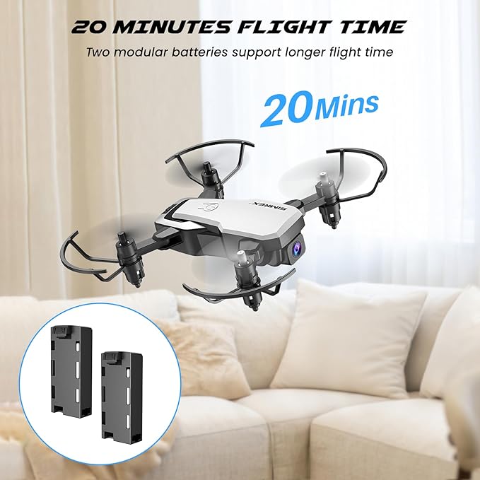 X300C Mini Drone with Camera 720P HD FPV, RC Quadcopter Foldable Drone With Altitude Hold, 3D Flip, Headless Mode, Gravity Control and 2 Batteries, Gifts for Kids, Adults, Beginner (White)