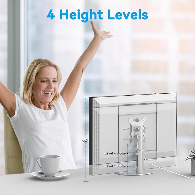 Almoz Sturdy Stand Compatible with Echo Show 21, Show 15 (All Generations) with Adjustable Tilt, 4 Height Levels, Flexible Viewing and Solid Support for Show 15 2nd Gen (Basic-Silver)