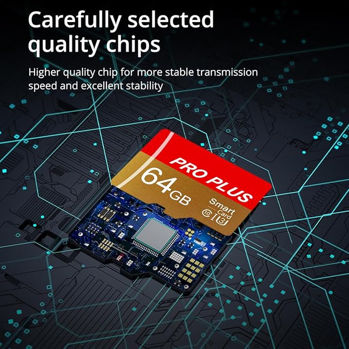 2 Pack Memory Card 64GB with Adapter, High Speed TF Card, UHS-I C10 A1 Memory TF Card for Tablet/Mobile Phone/Camera/Car Audio/Game Console (TF162 Red Gold 64GB)