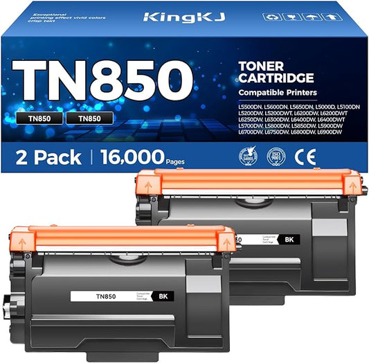 TN850 Black Toner Cartridge 2-Pack High Yield Compatible for Brother TN-850 850 Toner HL-L6200DW L6200DWT L5200DW L5100DN L6400DW MFC-L5800DW L5700DW L6700DW L6800DW DCP-L5600DN Printer Ink All-in-One