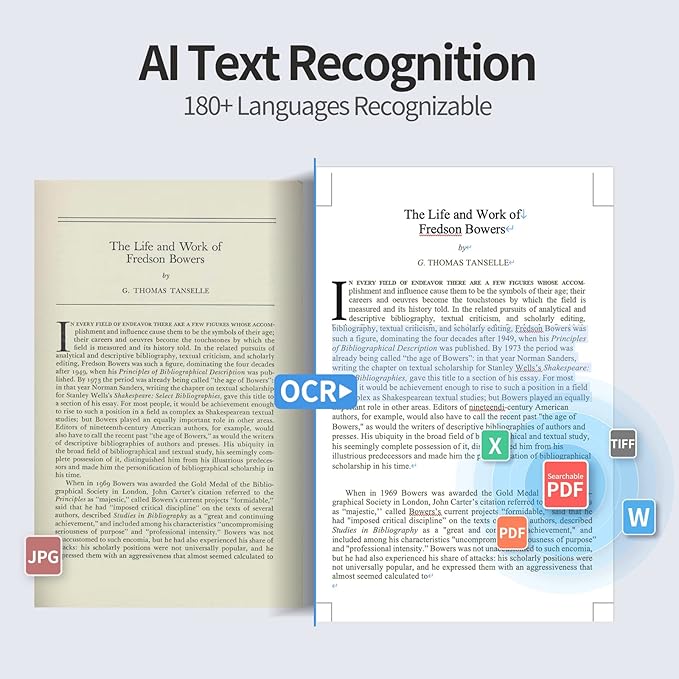 CZUR Aura Pro Book & Document Scanner,Capture A3 & A4, Auto-Flatten & Deskew Powered by AI Technology, Foldable & Portable, Compatible with Windows & Mac OS