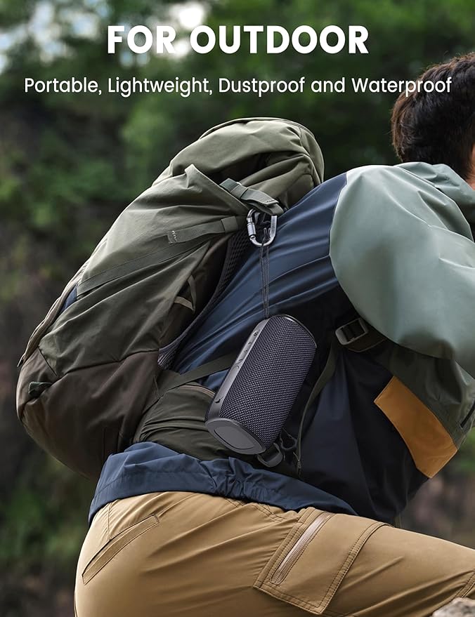 Bluetooth Speaker, Speaker Bluetooth Wireless with Light, BT5.3, IPX6 Waterproof Electronic Gadgets for Home/Party/Outdoor, Birthday Gift (Black)