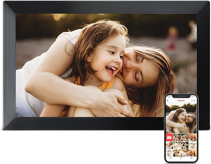 Digital Picture Frame WiFi, 15.6 Inch Frameo Digital Photo Frame, 32GB Memory, 1920*1080 IPS HD Touch Screen, Auto-Rotate, Share Pictures Video Instantly, Gift for Mom, Wedding, Birthday, Anniversary