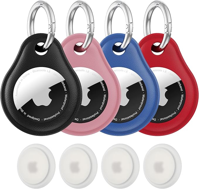 4 Pack for Airtag Keychain Holder,IPX8 Waterproof for Apple Air Tag Case,air Tags-4 Pack Apple Holder,Anti-Scratch&Shockproof,for Airtag Holders for Pet Tracking, Bags, Kids, Keys, Luggage（4 Colors）