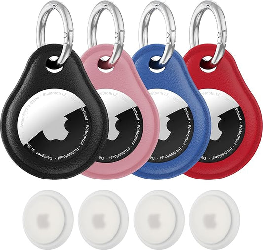4 Pack for Airtag Keychain Holder,IPX8 Waterproof for Apple Air Tag Case,air Tags-4 Pack Apple Holder,Anti-Scratch&Shockproof,for Airtag Holders for Pet Tracking, Bags, Kids, Keys, Luggage（4 Colors）