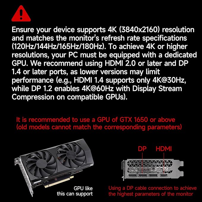 27 Inch 4K Gaming Monitor IPS, UHD 3840 x 2160p 144Hz PC Computer Monitors IPS Screen for Home & Office, HDMI, DisplayPort, Wall Mount Compatible