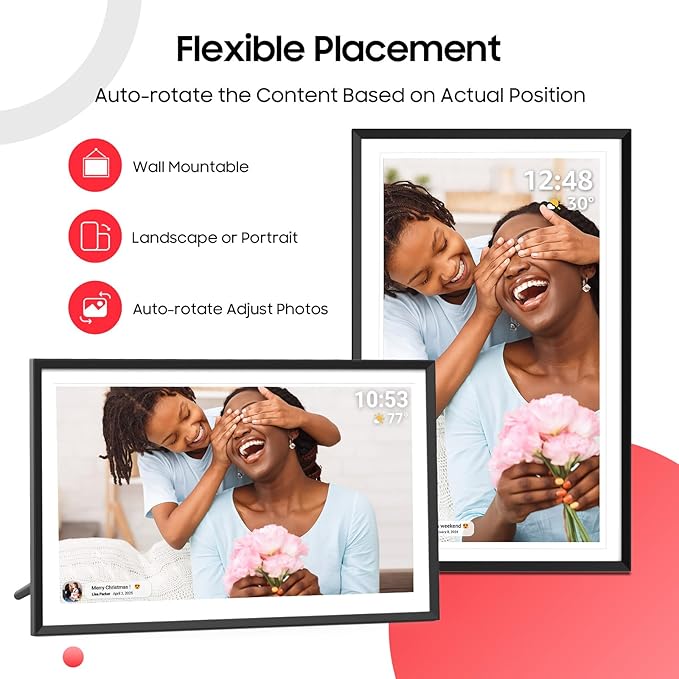 ApoloSign Digital Picture Frame 15.6 inch, WiFi Digital Photo Frame with 32GB Storage, 1920x1080 FHD IPS Touch Screen, Auto-Rotate, Easy Setup to Share Photos or Videos Instantly via Frameo App