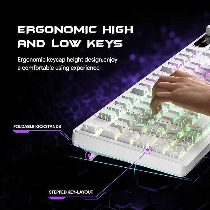 IP98 Gaming Keyboard - Wired Keyboard with RGB Backlighting, IPX8 Water Resistance, and Side Printed PBT Translucent Keycaps, Suitable for Gaming or Work (Line White)