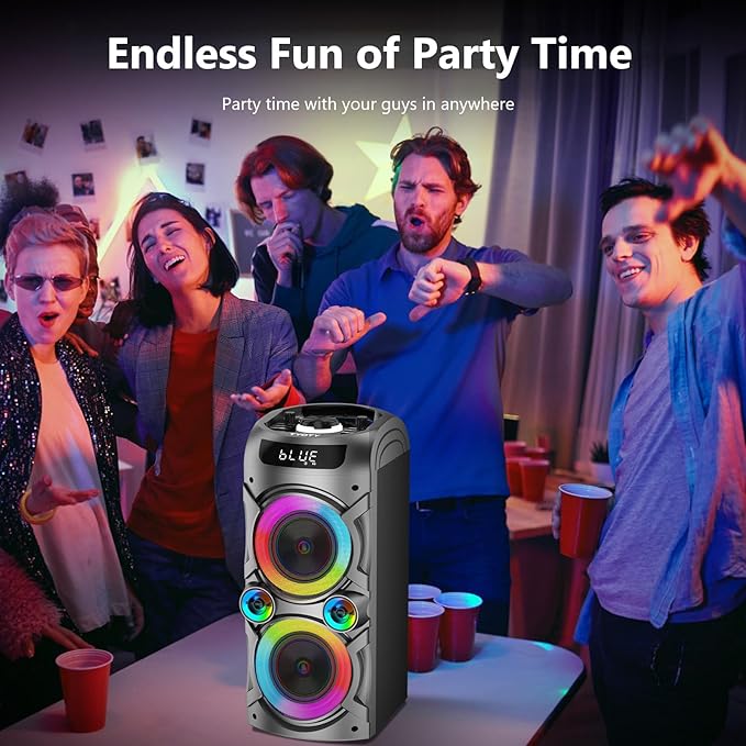 Portable Bluetooth Speaker 100W Big Powerful Wireless Boombox TWS Pairing Loud Stereo Sound Deep Bass Large Party Speakers with Subwoofer LED Lights for Outdoor Home Camping