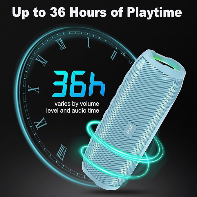 Bluetooth Speakers, Portable Bluetooth Speaker Wireless with 20W Loud Stereo Sound, TWS Pairing, IPX6 Waterproof Shower Speakers, 36H Playtime, RGB Light Speaker, Built-in Radio Mode