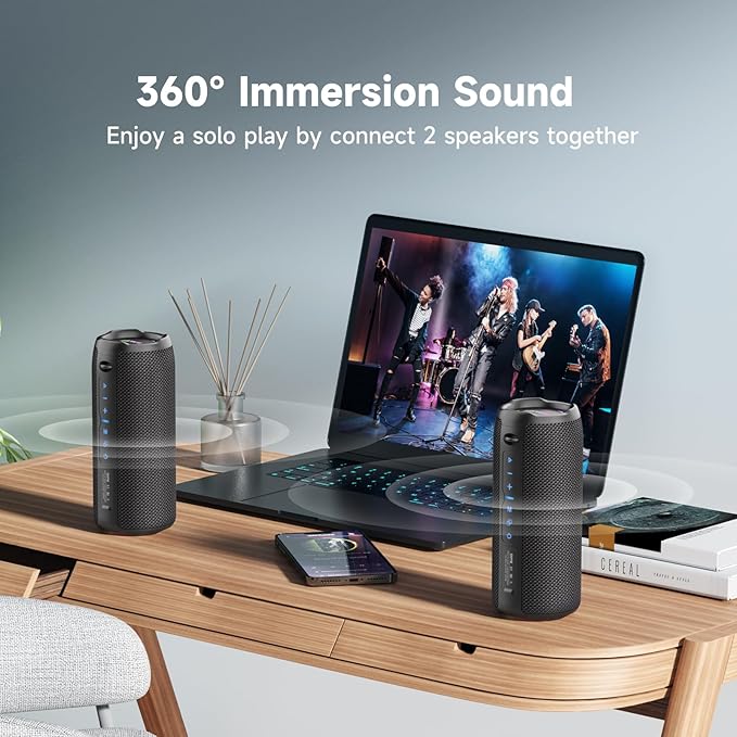 ZEALOT Portable Bluetooth Speaker, Speakers Bluetooth Wireless, Outdoor Speaker Waterproof, IPX6, 40W Loud Stereo Sound Deep Bass, Long Playtime,USB/TF/AUX, Speaker for Phone, Beach, Hiking-Black