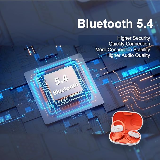 for Open Ear Headphones, True Wireless Earbuds, Bluetooth Headphones,16.2mm Speakers, Bluetooth 5.4 Headset with Mic for Meeting/Sports/Running/Cycling/Driving/Gaming/Gym/Travel (White)