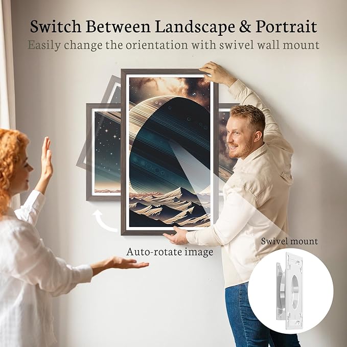 BSIMB Large Digital Picture Frame 27 Inch, 1920x1080 FHD WiFi Digital Photo Frame Electronic 32GB, Wall Mount Included, Share Pictures/Videos via App Easy Setup Gifts for Mom(Non-Touch), Dark Wood