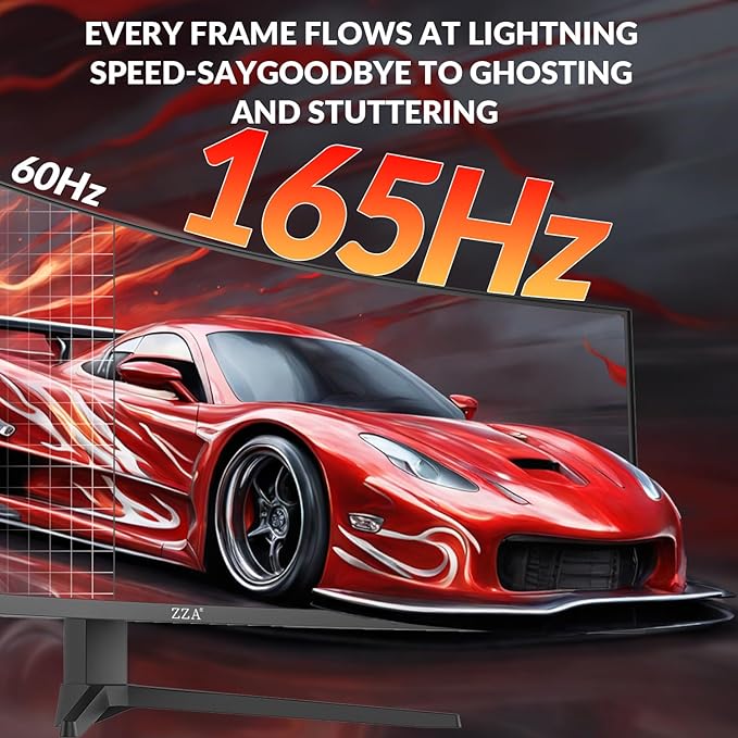 ZZA 49" Curved Gaming Monitor 144/165Hz Ultrawide 32:9 DFHD 3840 x 1080P,Ultrawide Monitor, 1500R, 120% sRGB, HDMI 2.1 & DP 1.4, Height Adjustable