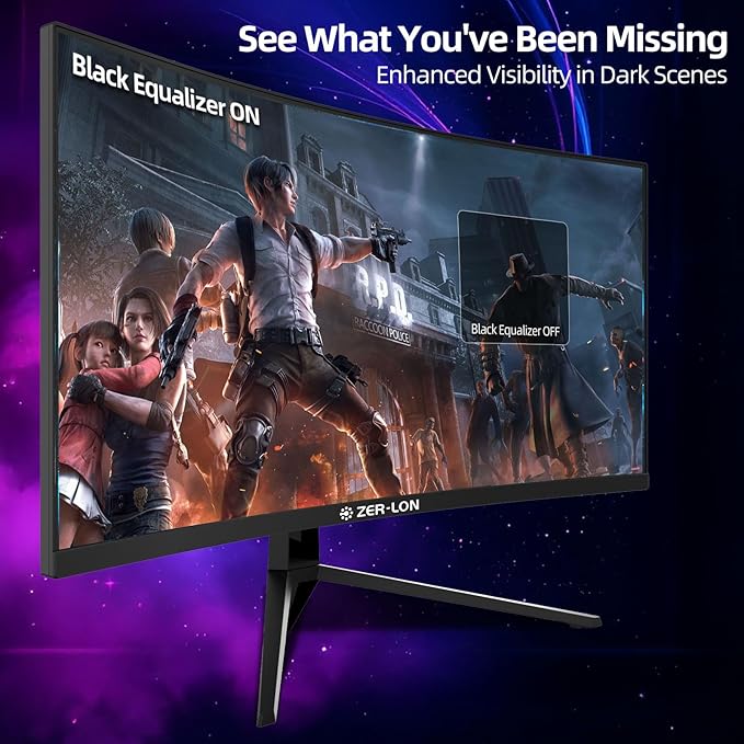 34 inch Curved Gaming Monitor, 21:9 WQHD 3440×1440 165Hz Ultrawide Computer Monitors, 1500R 1ms(MPRT), 125% sRGB, 350nits, FreeSync, HDMI2.0 x2, DP1.4 x2, Wall Mountable/Tilt Adjustable Black