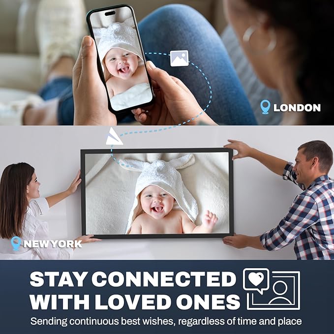 32 inch Large Digital Picture Frame, 1920x1080 FHD Matte Display, WiFi Digital Photo Frame with Remote, 64GB Storage, Auto-Rotate, Share Photo/Video via Apps/Email, USB/Mirco SD, Black