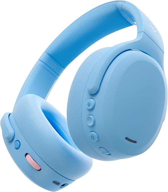 Skullcandy Crusher ANC 2 Wireless Over-Ear Bluetooth Headphones with Multi-Sensory Bass, Active Noise Cancelling, Up to 60 Hours Battery, Microphone for iPhone Android - Preppy Blue