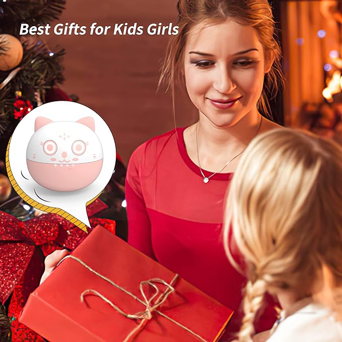 Kids Wireless Earbuds TWS Bluetooth 5.3 Headphones Touch Control with Pink Kitty Wireless Charging Case IPX5 Waterproof HiFi Stereo Headsets in-Ear Earphones Built-in Microphone