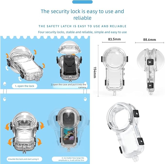 60M/197FT Invisible Dive Case for Insta 360 X5, Accessories for Insta 360 X5 ONE X5 Waterproof Case,Protective Underwater Dive Housing Shell with Bracket Accessories[Only Fit for X5]