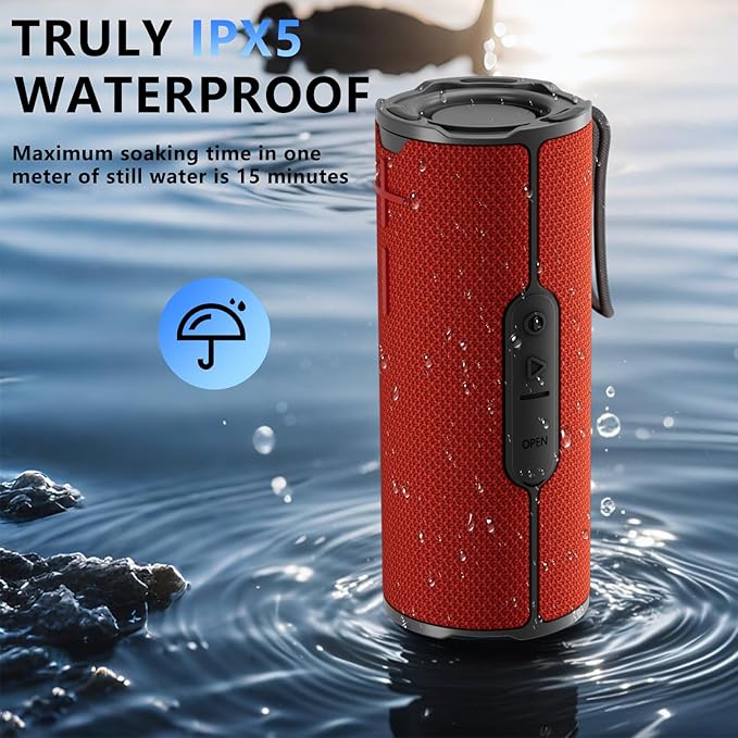 COOPERS Portable Bluetooth Speaker, Wireless Bluetooth Speaker, IPX5 Waterproof Speakers with RGB Lights, Loud Stereo Sound Deep Bass, Long Playtime TWS Pairing for Home/Party/Outdoor Beach