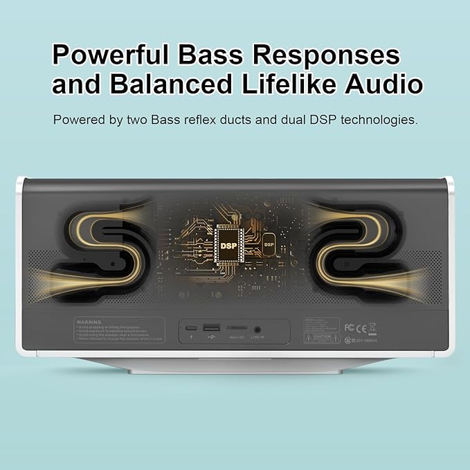 DOSS SoundBox Ultra Bluetooth Speaker with 2.1 Channel Audio, 80W Superior Sound with Deep Bass, Two DSP Technologies, 18H Playtime, BT 5.3, Wireless for Home, Office, Room-White