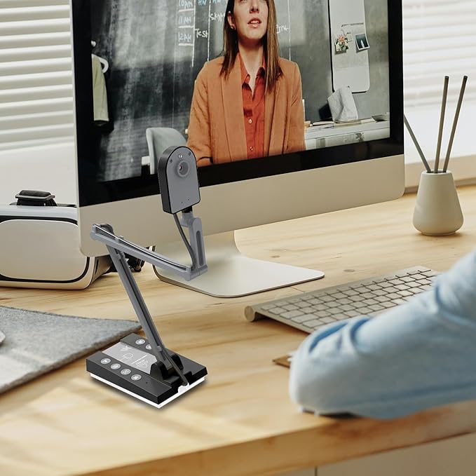 TreasLin Document Camera for Teachers HDMI USB-C 15MP HDIM Document Camera, Remote Learning Classroom Presentations Camera Art Classes Online Teaching with Multi Angle Rotation Adjustment LED Light
