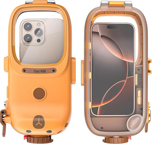 Professional Diving Phone Case, 15m/49ft Underwater Photography Housing, Bluetooth Connection - Button Control, Universal Waterproof Snorkeling Phone case for iPhone and Samsung Android