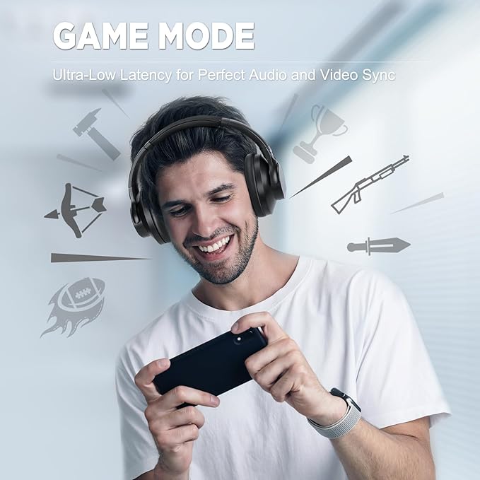 TUINYO Wireless Headphones - Noise Cancelling Over Ear Bluetooth Headphones with 60H Playtime, Deep Bass Hi-Fi Stereo Sound & Comfortable Earpads for Travel, Home and Office