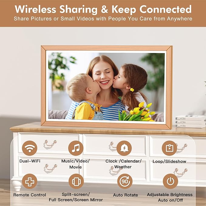 Large Digital Picture Frame 21.5"-WiFi-Photo-Frame - 1920 * 1080 IPS FHD Digital Photo Frame Display, 32GB, Wall Mounted, Load Photos Videos from Phone via App Email, Gifts for Mom Dad