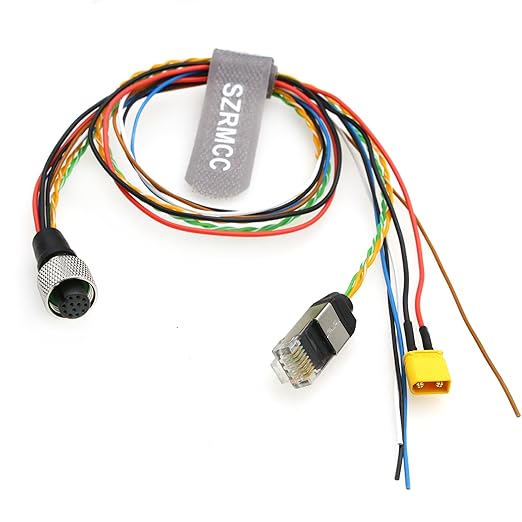 SZRMCC Livox Mid-360 Cable M12 Aviation 12Pin Female 3 in 1 Splitter RJ45 XT30 Flying Leads Data Sensor Cable for DJI Livox Mid-360 Avia Lidar (25cm)