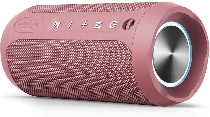 EDUPLINK Bluetooth Speaker IPX7 Waterproof Wireless Speaker with Bass 20H Playtime TWS Stereo Pairing Portable Outdoor Speakers for Beach Camping Travel Gifts for Women Girls Girlfriend Teens Pink