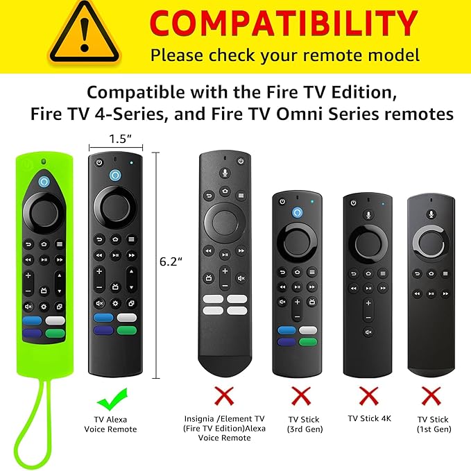 【3-Pack】 Climberer FireStick4K Max Remote Case Cover-Compatible with Insignia/Hisense & Toshiba TVs | Glow in The Dark