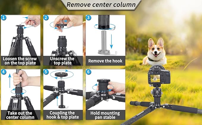 Carbon Fiber Tripod-INNOREL RT85C Without Ballhead Super Professional Tripod Monopod Heavy Duty Stand Support for Digital DSLR Camera Black