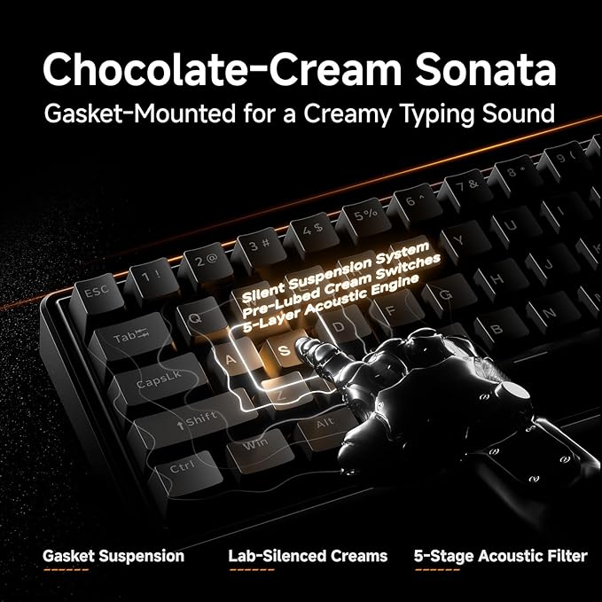 DIERYA DK68E 60% Mechanical Gaming Keyboard, Hot-Swappable Gasket-Mount Creamy Sound, Programmable, Volume Knob, RGB Backlit, Double-Shot Keycaps, 5-Layer Foam, Pre-Lubed Switches, USB-C Wired, Black