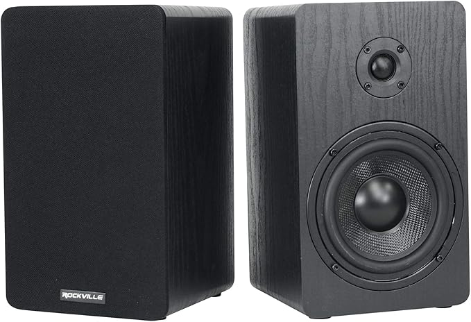 Rockville Pair RockShelf 58B V2 360W Black 5.25" Bookshelf Speakers/8 Ohm, Kevlar Woofers, Silk Dome Tweeters, Wall-Mountable, for Home Theater and Music Enthusiasts