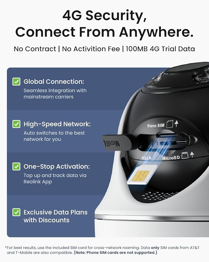 REOLINK 4K 4G LTE 360° Cellular Security Camera Wireless Outdoor +128G SD Card - 2Pack, No WiFi Solar Powered, SIM Card Included, 8MP Color Night Vision, Local/Cloud Storage, Go PT Ultra+Solar Panel 2