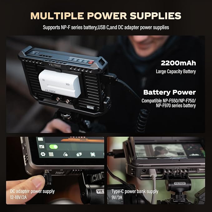 VILTROX DC-X3 Cage 6" SDI Camera Field Monitors 2000nits Super Bright Daylight Viewable External Monitor for 4k HDMI DSLR Touchscreen Monitor for Sony Canon Nikon with Sunshield 2200 MAh Battery