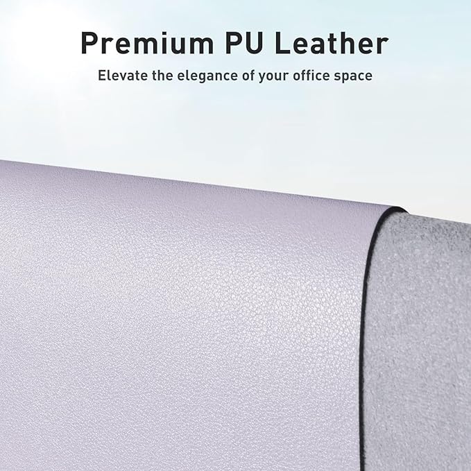Aothia Large PU Leather Desk Pad Protector - Non-Slip Mouse Pad & Writing Mat for Office/Home, Waterproof, Easy to Clean (31.5"x15.7", Soft Lavender)