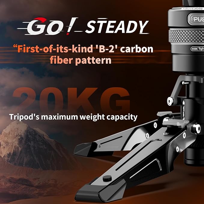 COMAN One-Click Lifting Carbon Fiber Monopod, 69‘’ Camera Monopod with Feet, Lightweight Travel Tripod with Quick Release Plate for Camera, DSLR, Camcorder, Max Load 22lbs/10kg (M1ProV5)