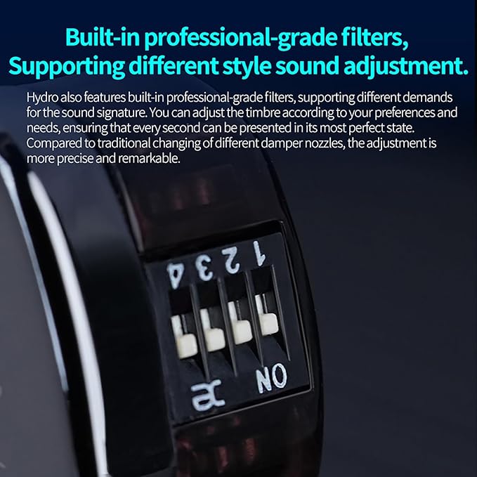 CCA Hydro in Ear Monitor Headphones with 4 Tuning Switches, 2DD 8BA Hybrid Driver Gaming Earbuds, HiFi Bass IEM Earphones for Musicians Singers Audio Engineers Audiophile Dj Drummers