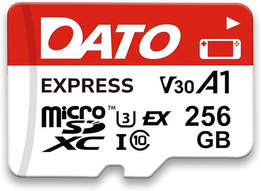 DATO Express 256GB microSDXCEX Memory Card PCIe Gen3x1 NVMe UHS-I C10 U3 V30 A1 4K8K UHD Up to 800/700 MB/s Compatible with Gen Gaming Consoles Witch 2 Action Cameras Drones 360° Cameras