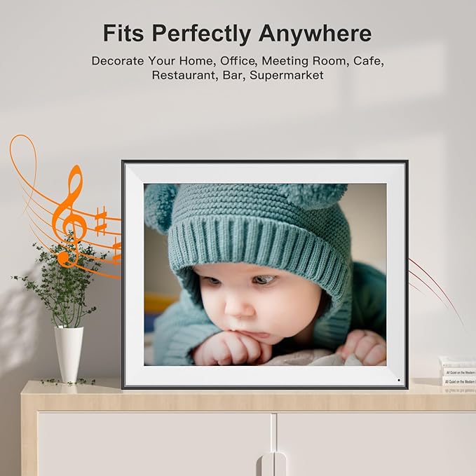 Large-Digital-Photo-Frame 16.2" Digital Picture Frame - 32GB Digital Frame, IPS Touch Screen, Wall Mounted, Full Function, Share Photo Video via App Email, Wall Mountable, Birthday Gifts for Her Him