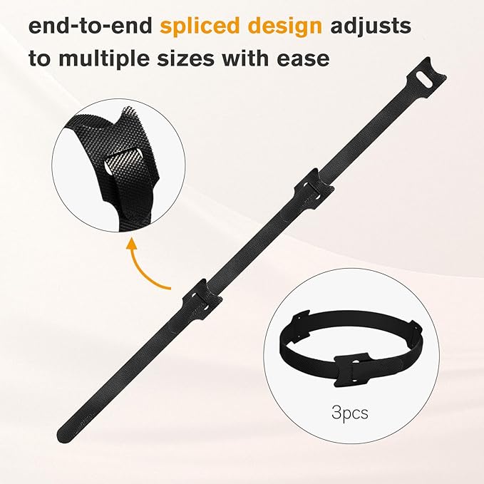 CableGeeker 60 PCS Reusable Cable Ties (6 Inch) - Adjustable Hook and Loop Cord Straps, Wire Organizer for Home, Office, Electronics - Black