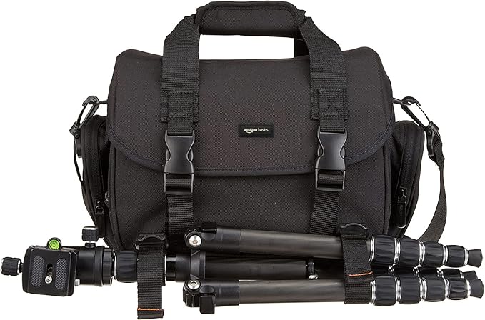 Amazon Basics Large DSLR Gadget Bag, Black with Orange Interior, Solid (Pack of 6)