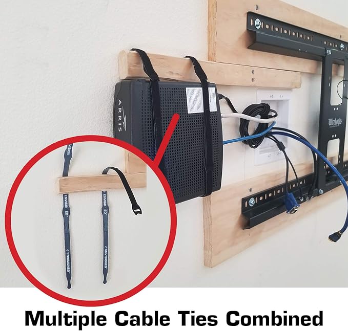 Reusable Cable Ties 1/2" x 8" for Cable Management and Organizing Cords - 30 Pack Bundled with 2 Bonus Cinch Straps (Black)