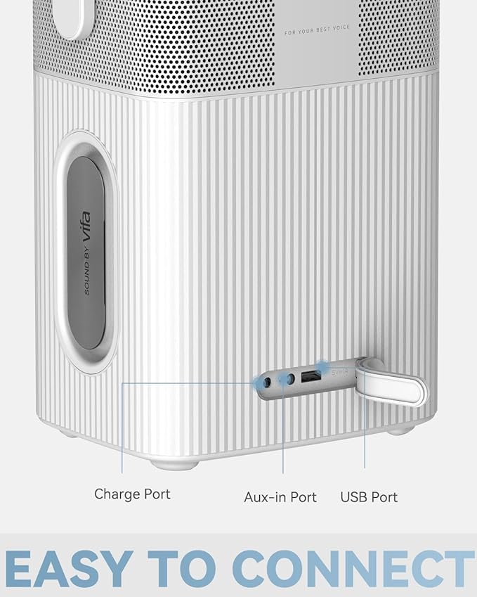 Portable Bluetooth Speaker with Light, Waterproof Karaoke Machine for Adults & Kids, Loud Sound and Deep Bass, Up to 8H Playtime, Support Bluetooth/AUX/USB for Home, Party, Outdoor and Travel