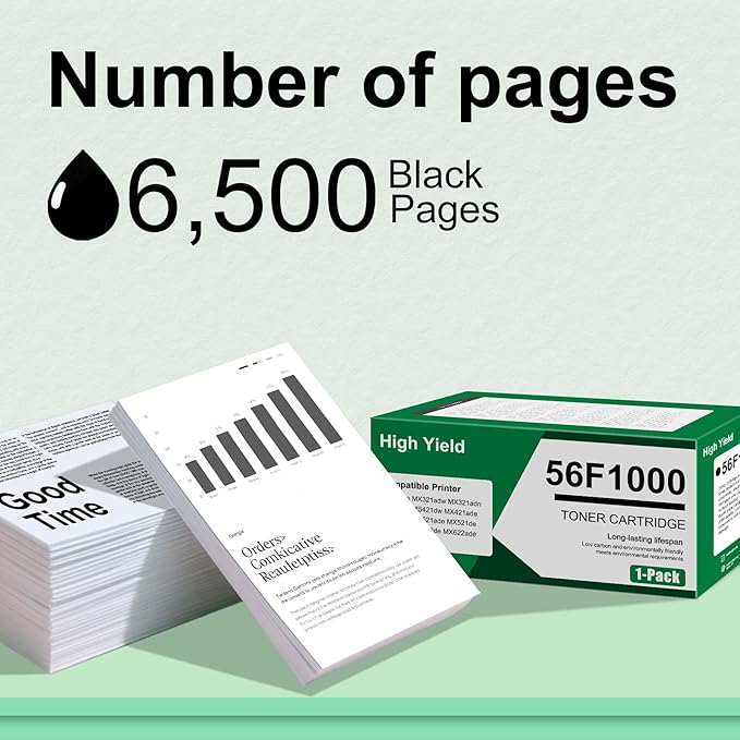 56F1000 High Yield Toner Cartridge Replacement for Lexmark 56F1000 Black Toner Cartridge Work for MS321 MS421 MS521 MS621 MS622 MX321 MX421 MX521 MX522 MX622 Laser Printer