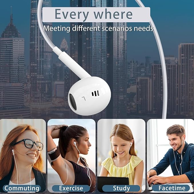 2 Pack of USB C Headphones [MFi Certified] for iPhone 16 15 Pro Max Plus iPad Pro,USB Type C Earphones with Microphone & Volume Control,HiFi Stereo Wired USB Earbuds Noise Cancelling for Galaxy