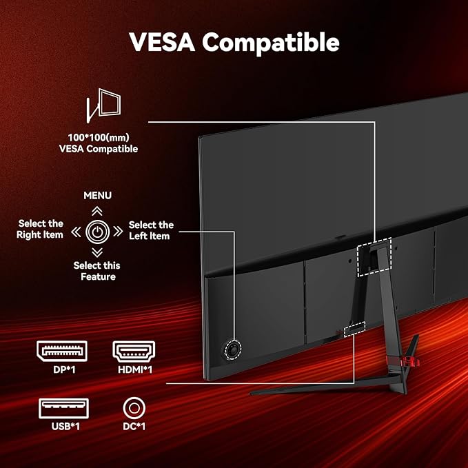 24" Gaming Monitor Full HD 1920 x 1080p VA Panel Monitor 180Hz,Adaptive-Sync,4000:1 Contrast Ratio,Console Gaming Ready,HDMI*1/DP*1/USB*1/Earphone*1,Zero-Bright-Dot